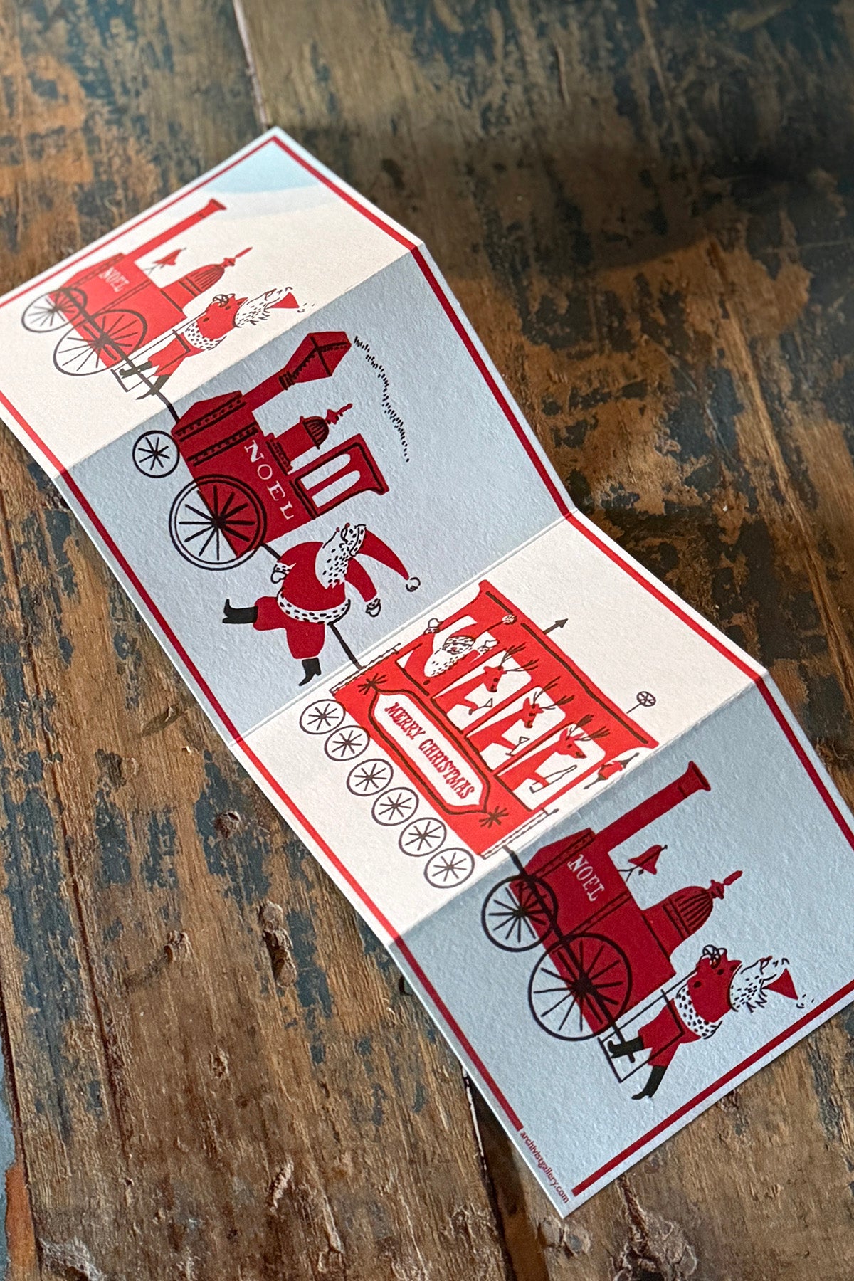 Letterpress Card "Santa Trains"