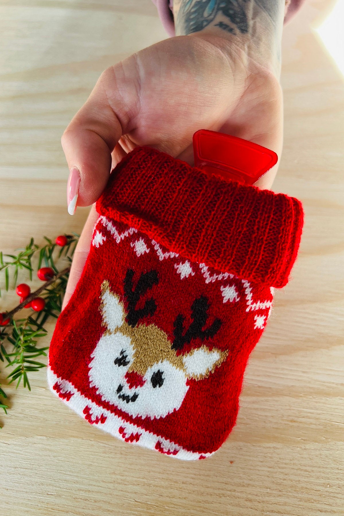 Handwärmer aus Weihnachtsstrick