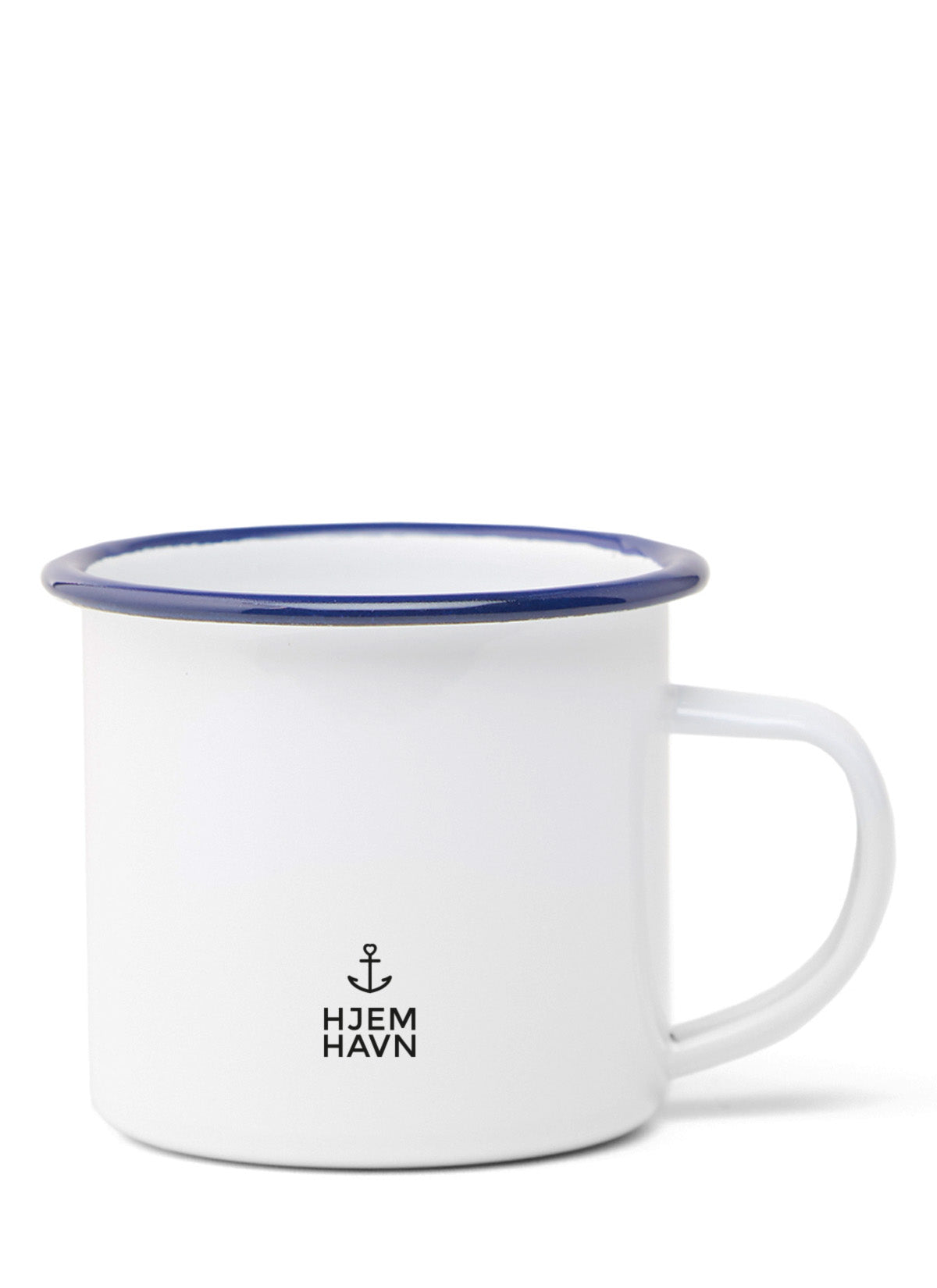 Emaille-Becher mit Wunschname (Blauem rand)