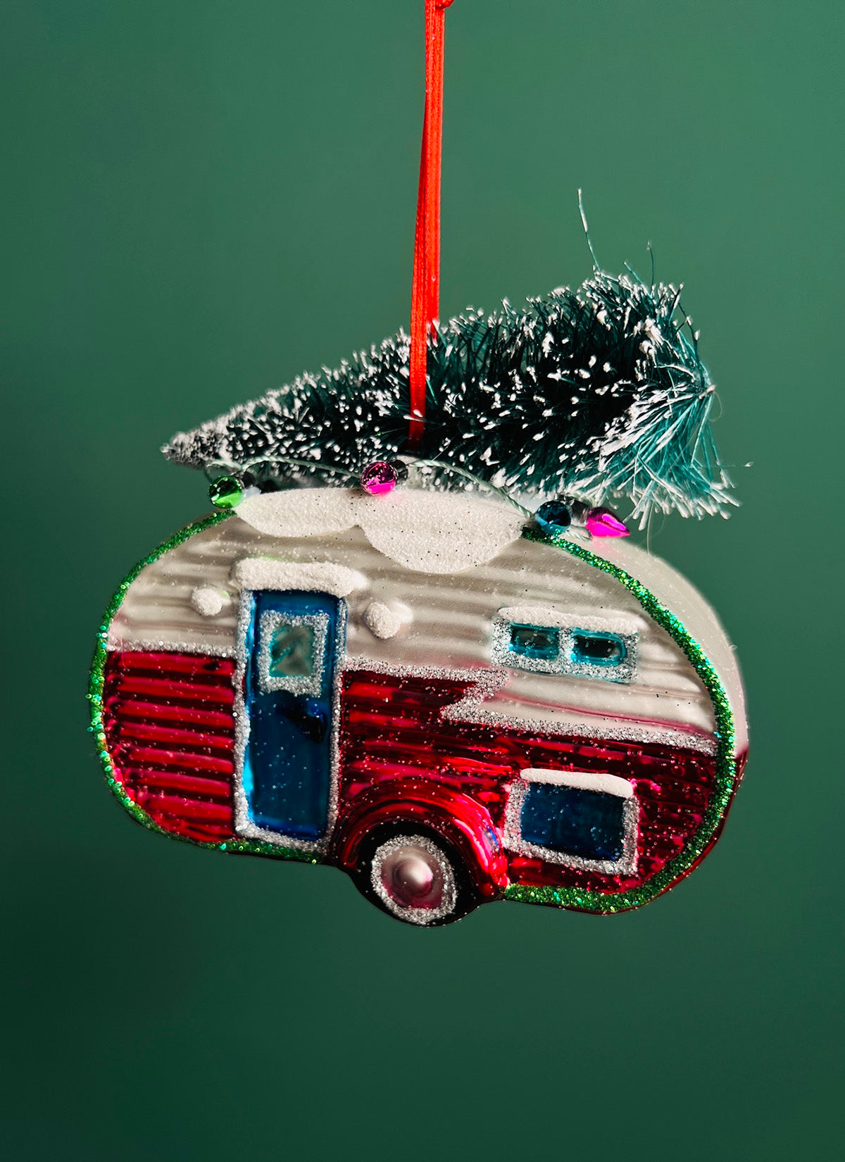 Weihnachtsanhänger - Wohnwagen (Rot)