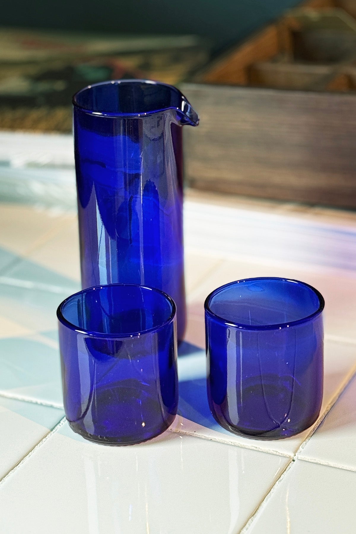 Krug aus Weinflaschen (Bleu) - Upcycling