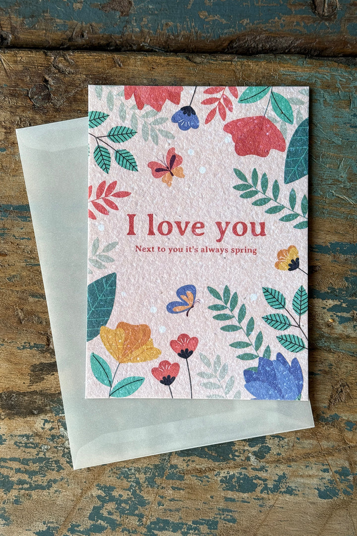 Pflanzbare Postkarte "I love you"