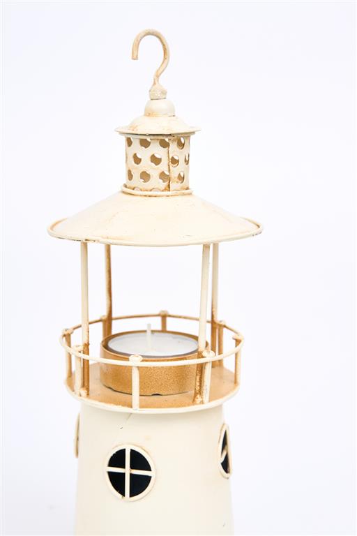 Leuchtturm-Kerzenständer aus Metall - 25 cm