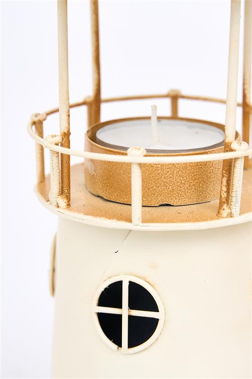 Leuchtturm-Kerzenständer aus Metall - 25 cm