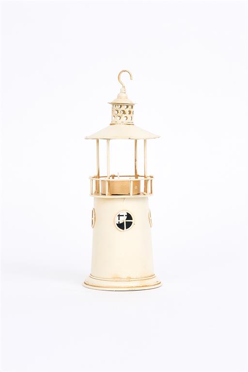 Leuchtturm-Kerzenständer aus Metall - 25 cm