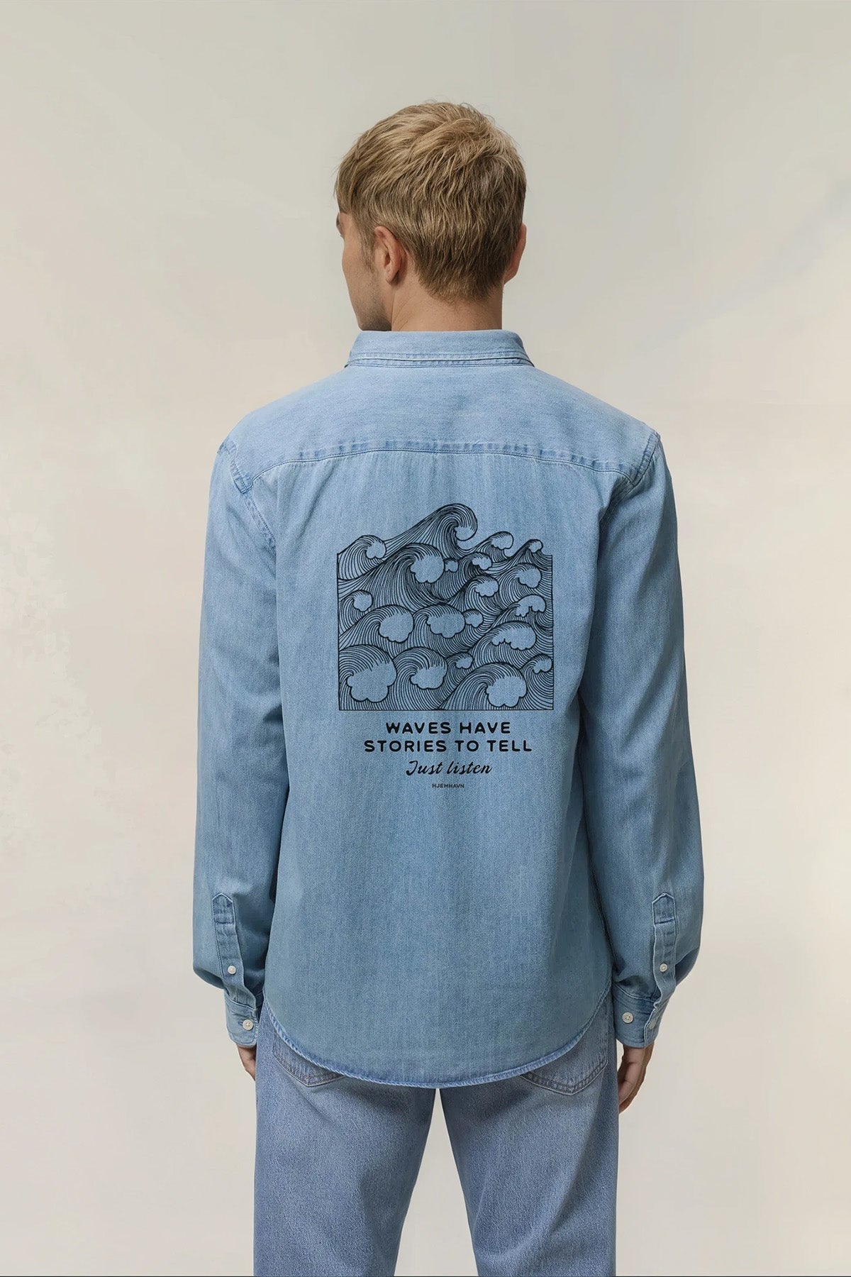 Organic Denim Shirt "Just listen" Men