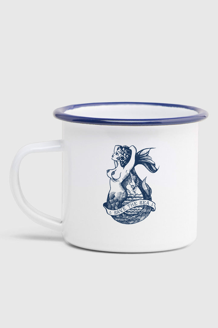 Emaille-becher "Save the Sea"
