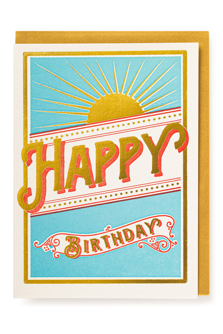 Letterpress Card "Star Burst Happy Birthday"