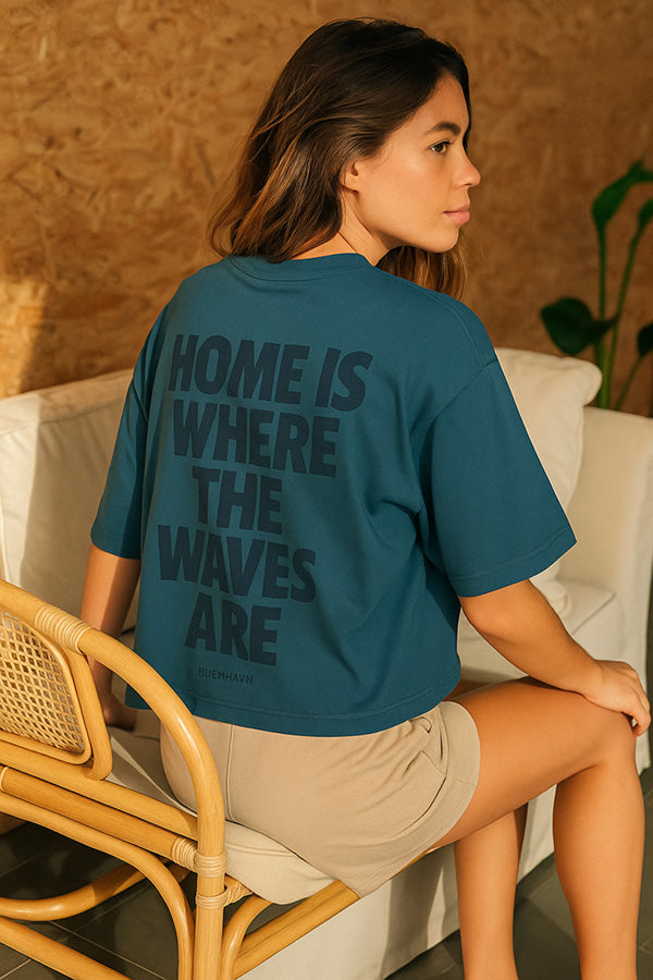 Heavy Weight Boxy Tee "Home" - Blue