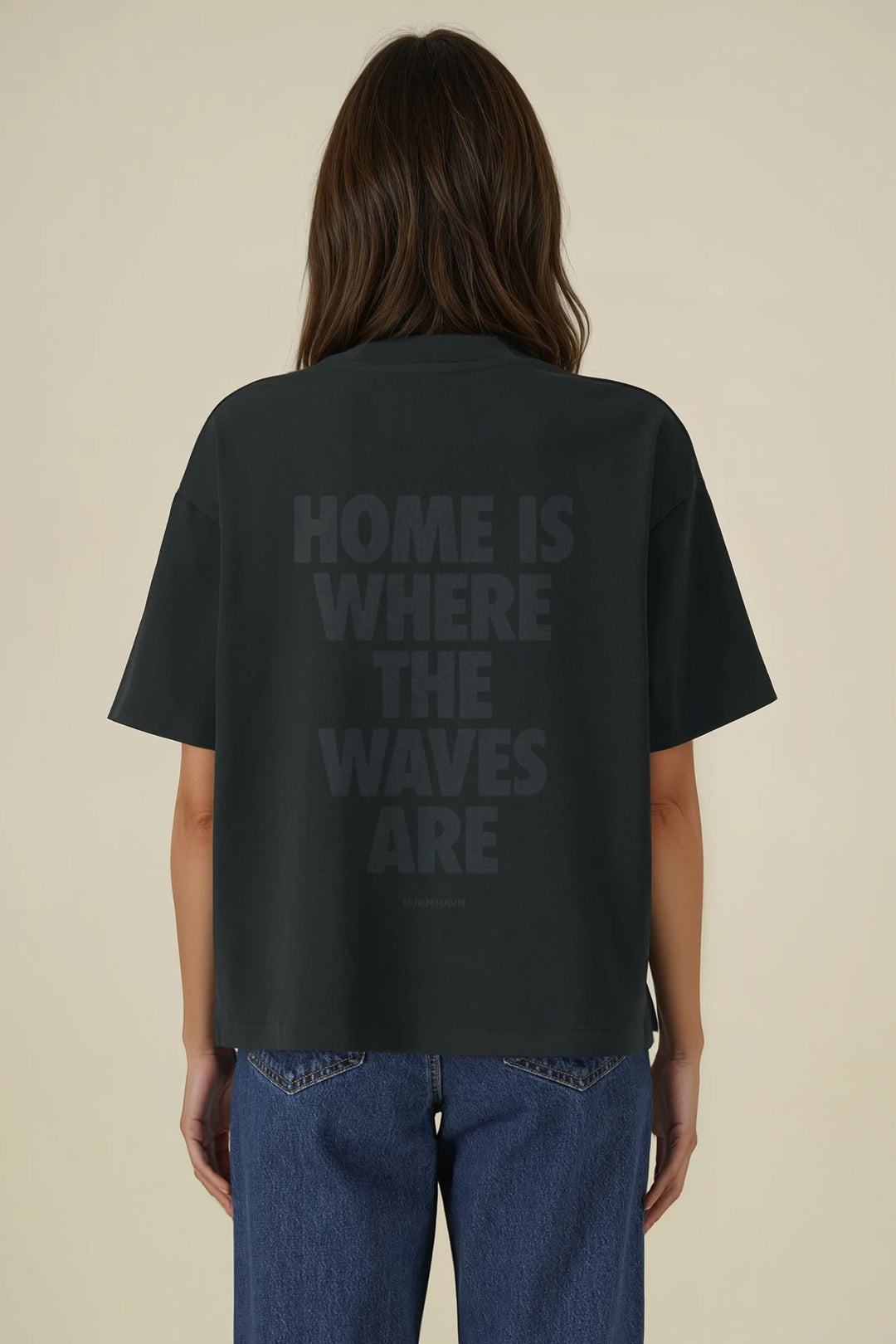 Heavy Weight Boxy Tee "Home" - Black