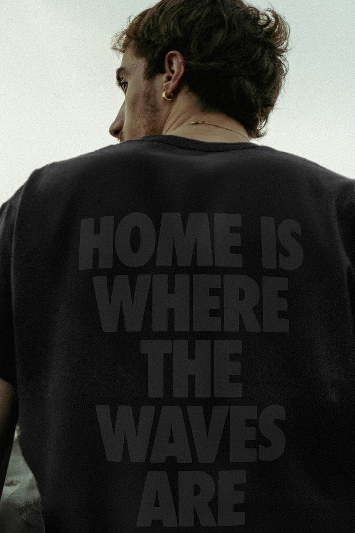 Heavy Weight Boxy Tee "Home" - Black