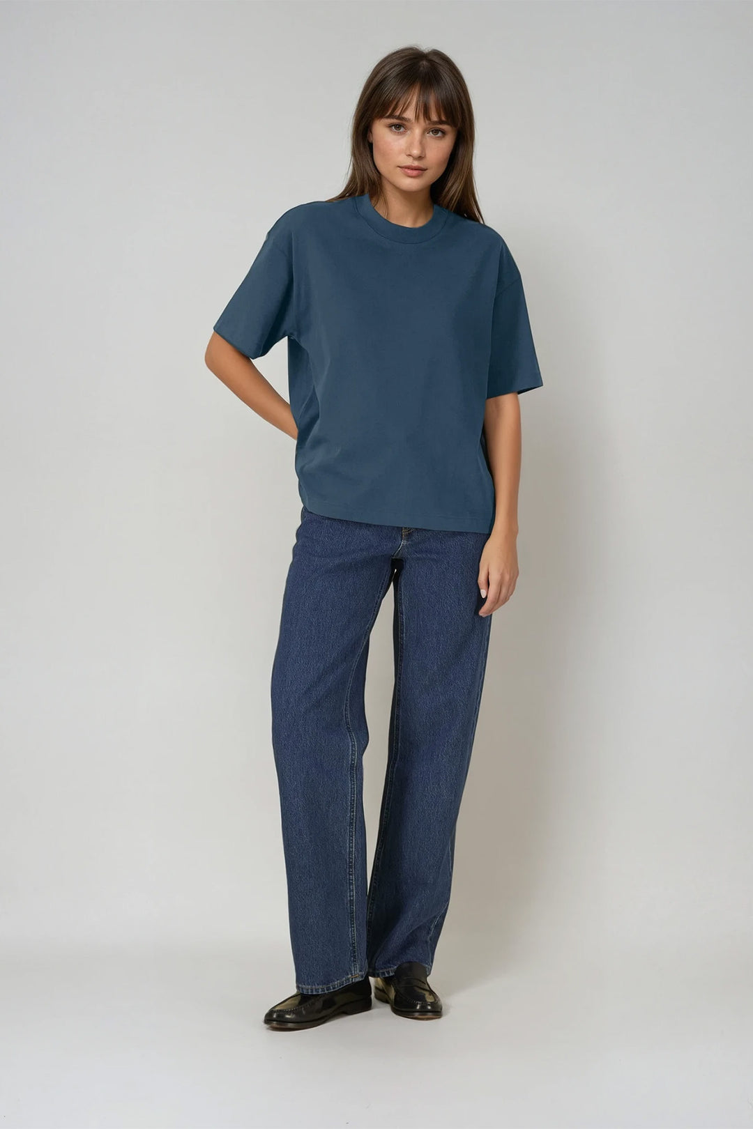 Heavy Weight Boxy Tee "Home" - Blue