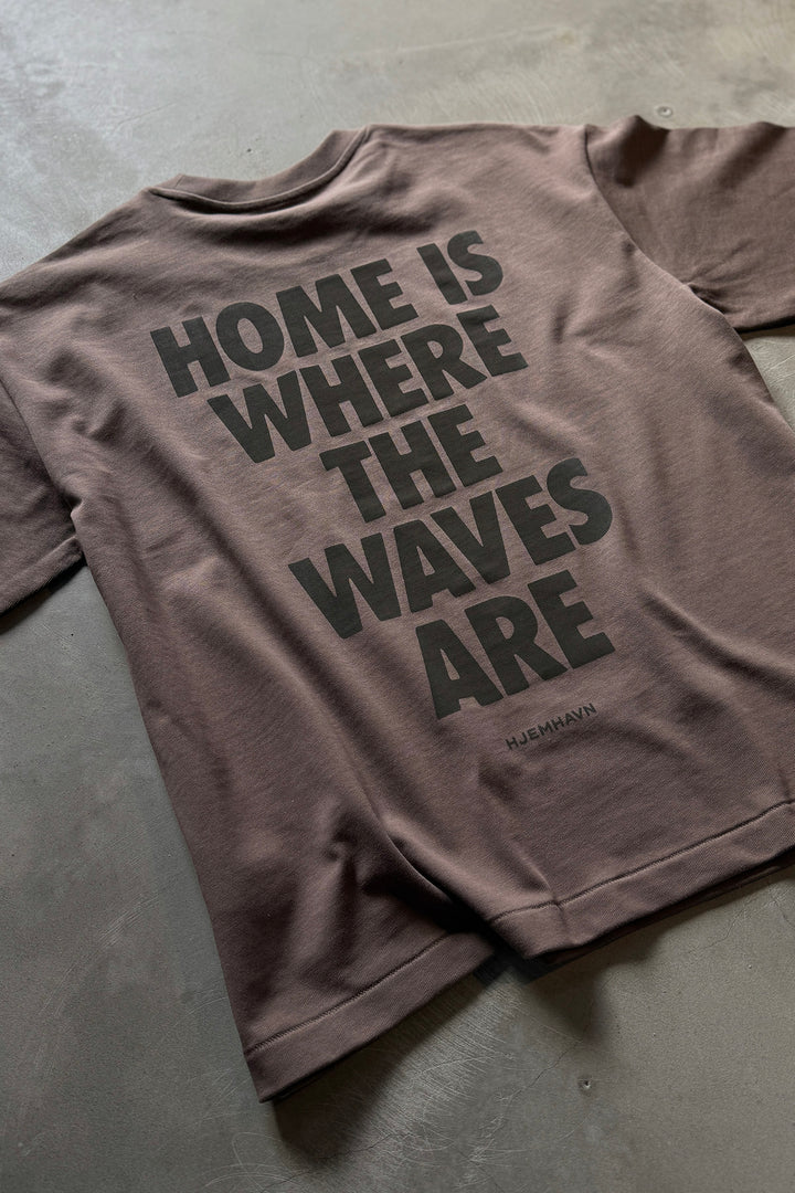 Heavy Weight Boxy Tee "Home" - Brown