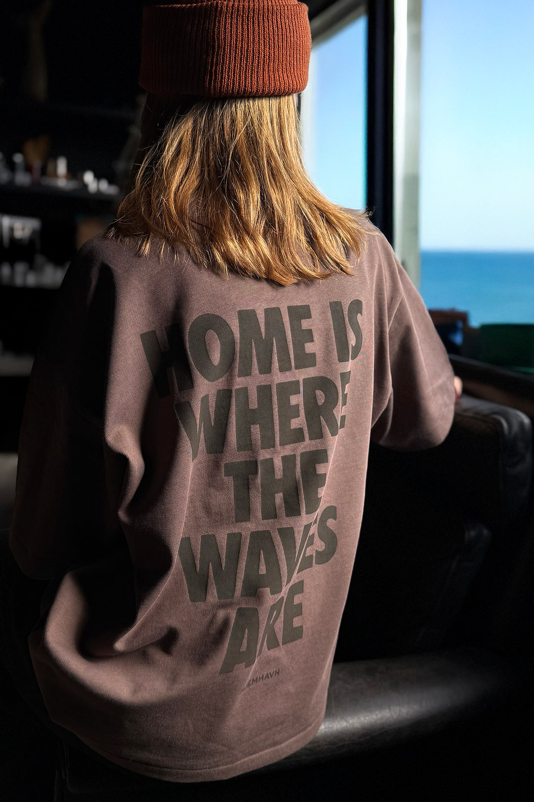 Heavy Weight Boxy Tee "Home" - Brown