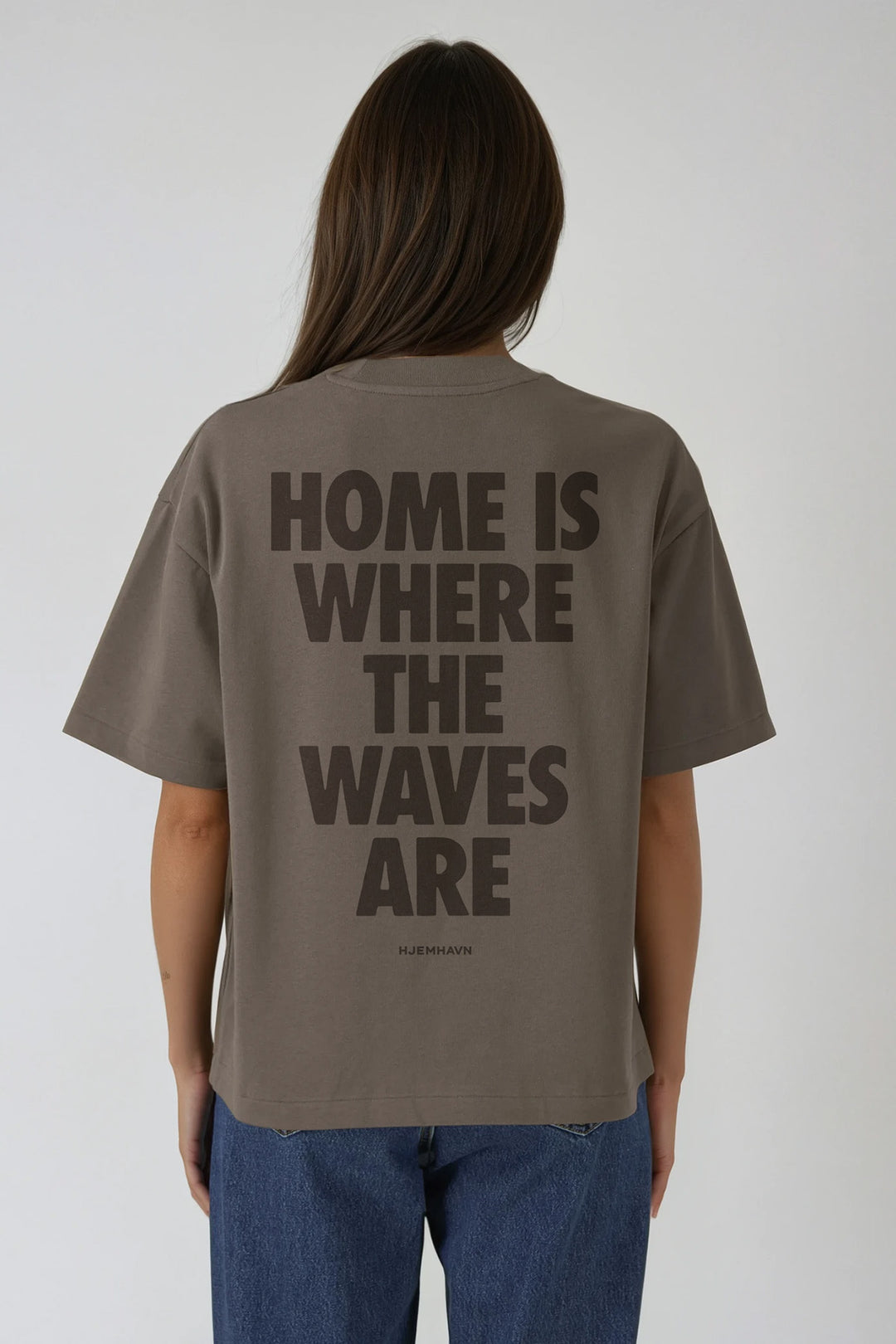 Heavy Weight Boxy Tee "Home" - Brown