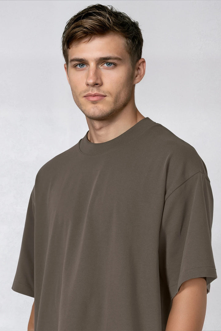 Heavy Weight Boxy Tee "Home" - Brown