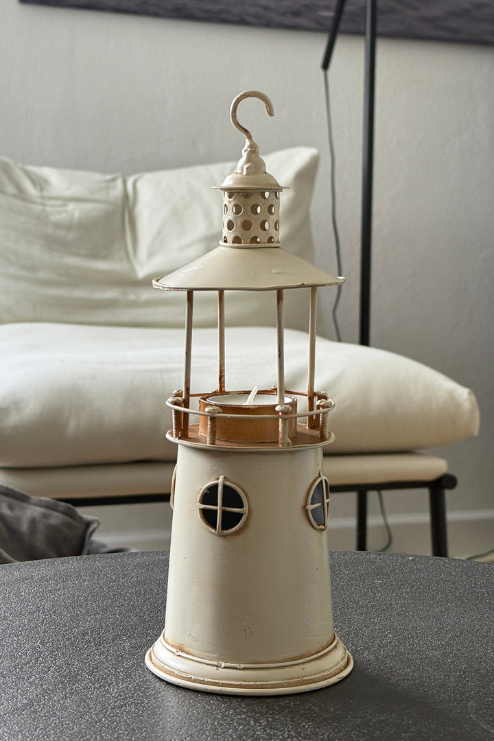 Leuchtturm-Kerzenständer aus Metall - 25 cm