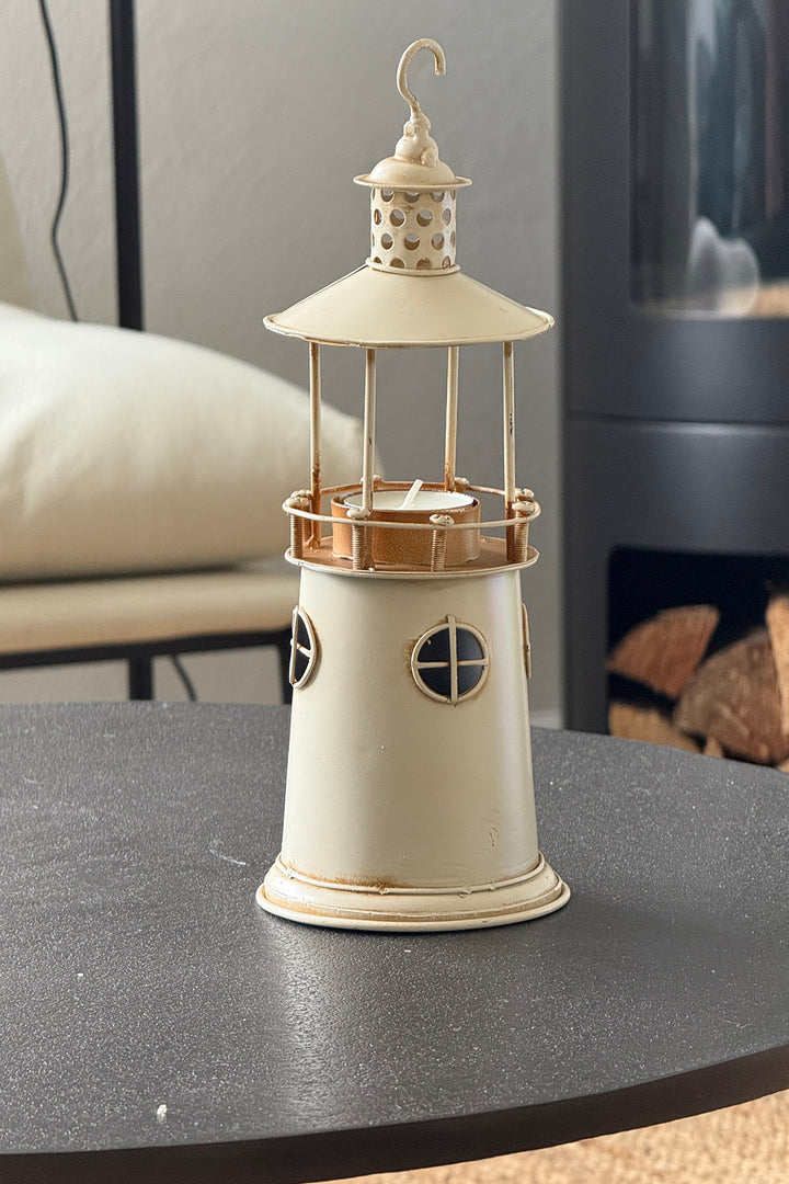 Leuchtturm-Kerzenständer aus Metall - 25 cm