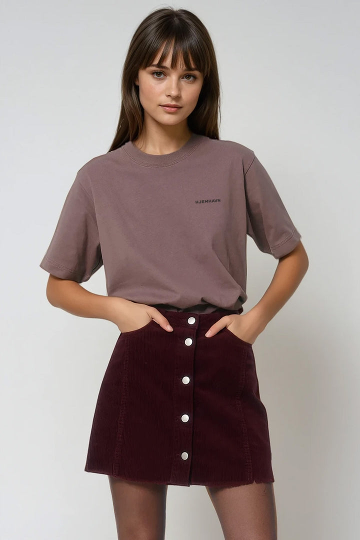 Heavy Weight Tee "Just Listen" - Smokey Mauve
