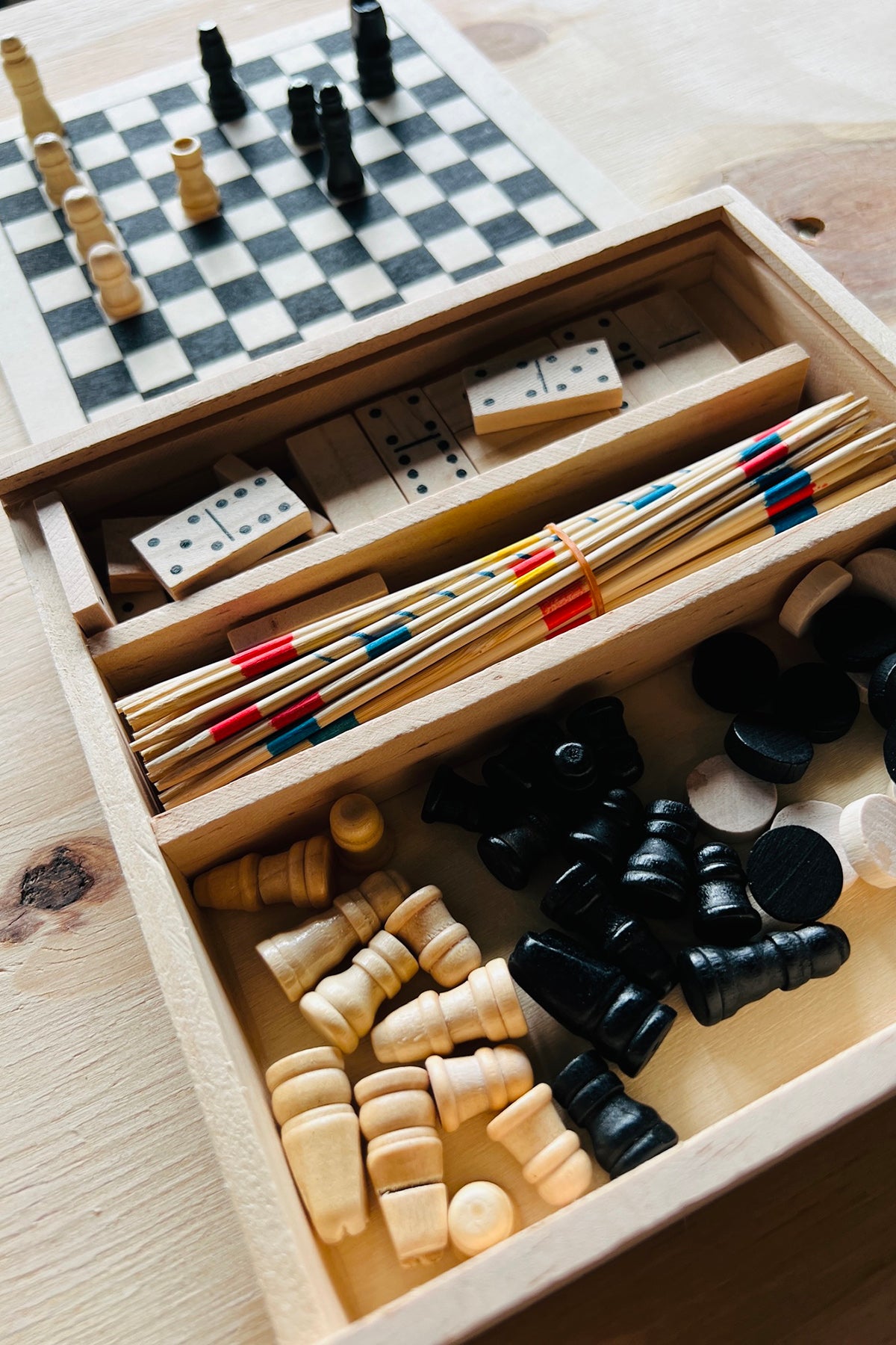 Spieleset in Holzbox