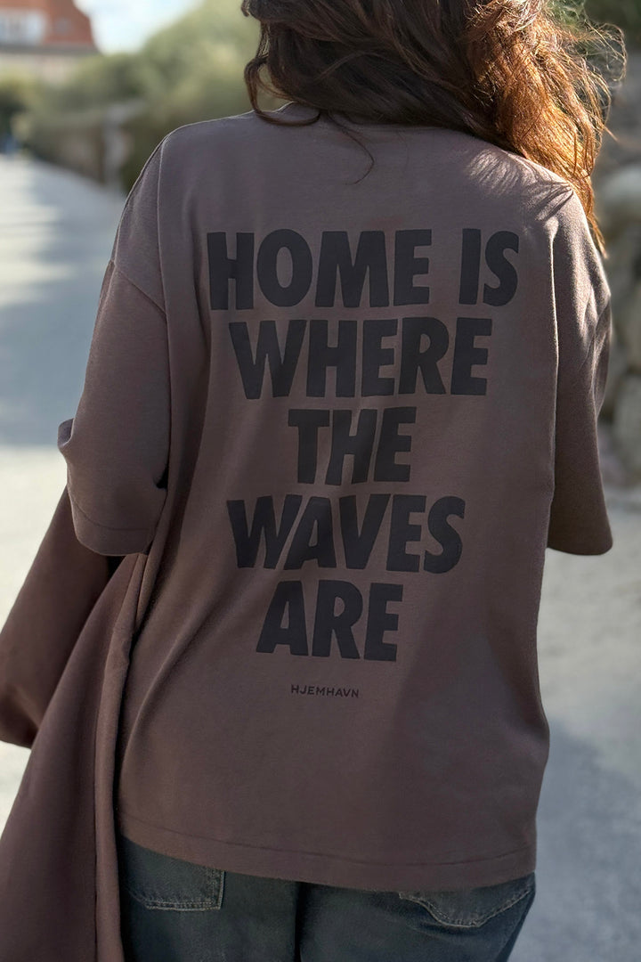 Heavy Weight Boxy Tee "Home" - Brown