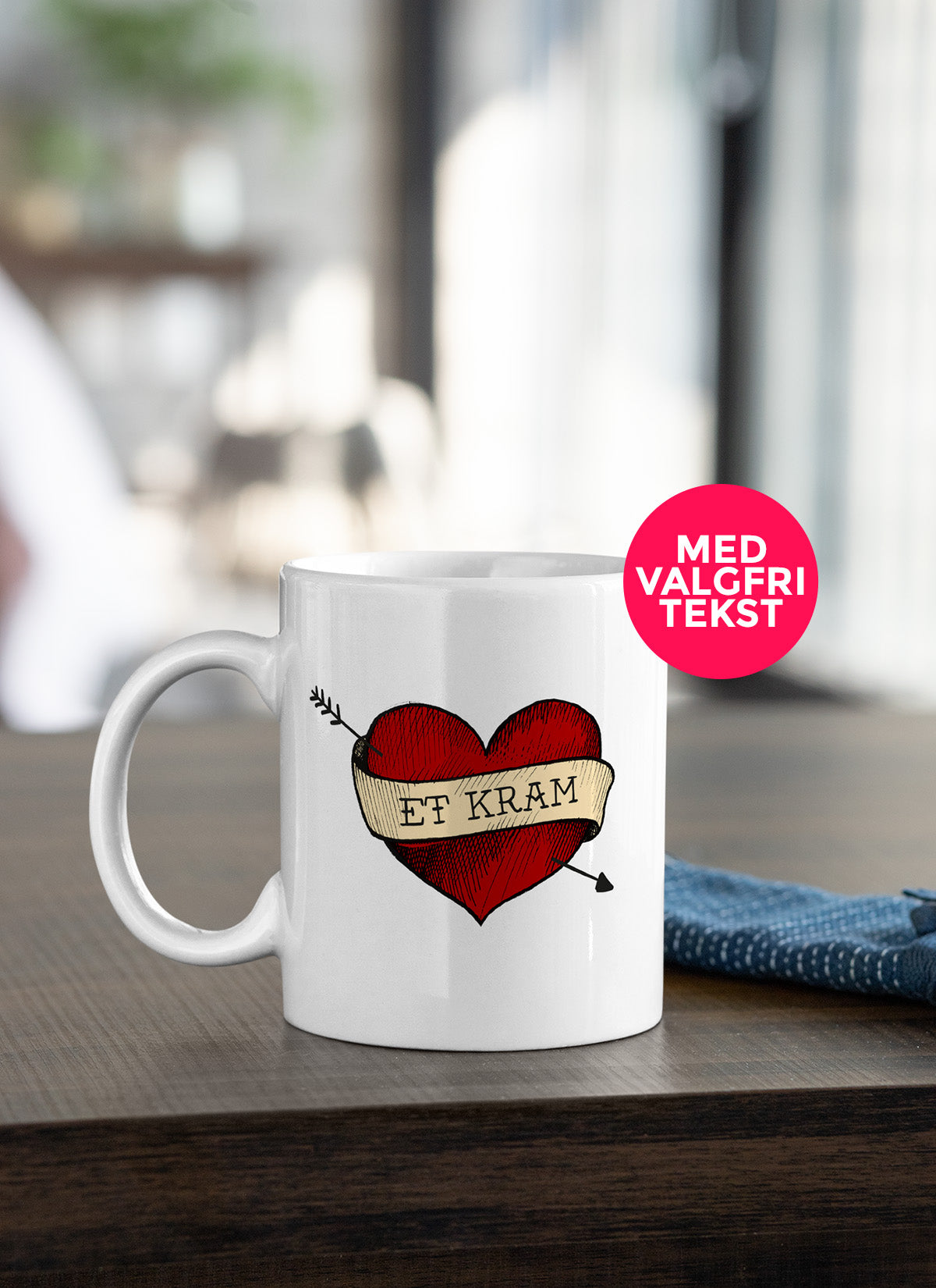 Keramikkrus med navn (Hjerte) - Hjemhavn Custom Krus 