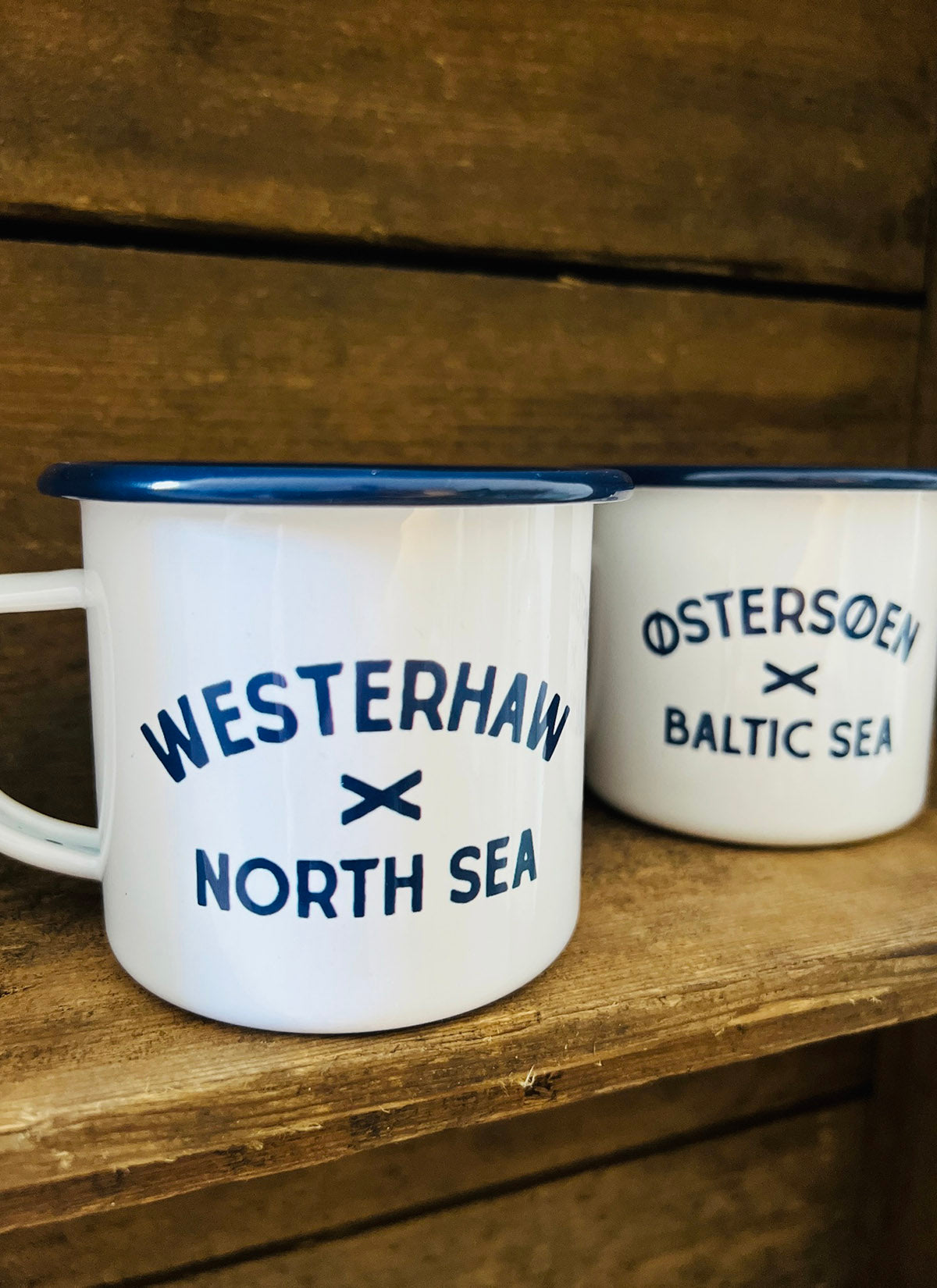 Emaillebecher "Westerhaw" &amp; "Ostsee"